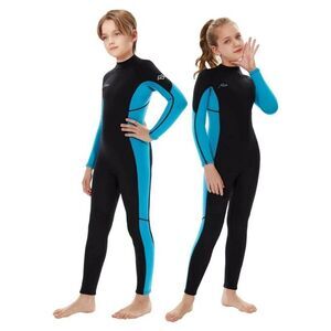 Hevto Kids Size 12 Neoprene Full Wetsuit 3/2mm Blue Back Zip Boys Girls Youth